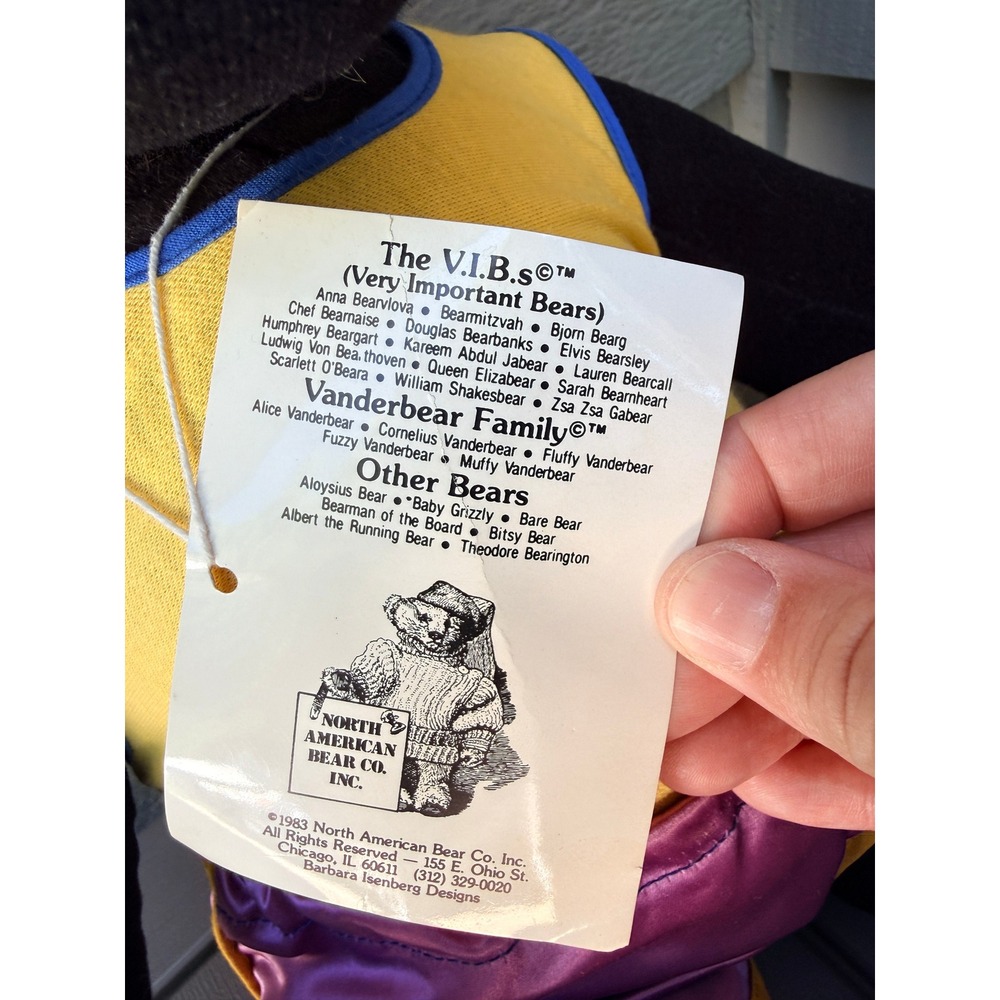 Vintage North American Bear Co Kareem Abdul Jabear VIB Plush 1983 Lakers 33 NBA - Picture 4 of 7
